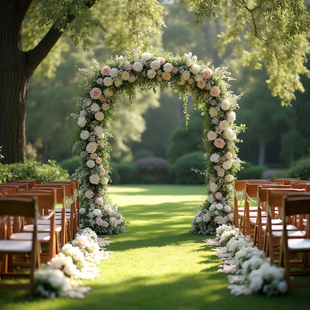 Výzdoba obradného priestoru s kvetinovým oblúkom